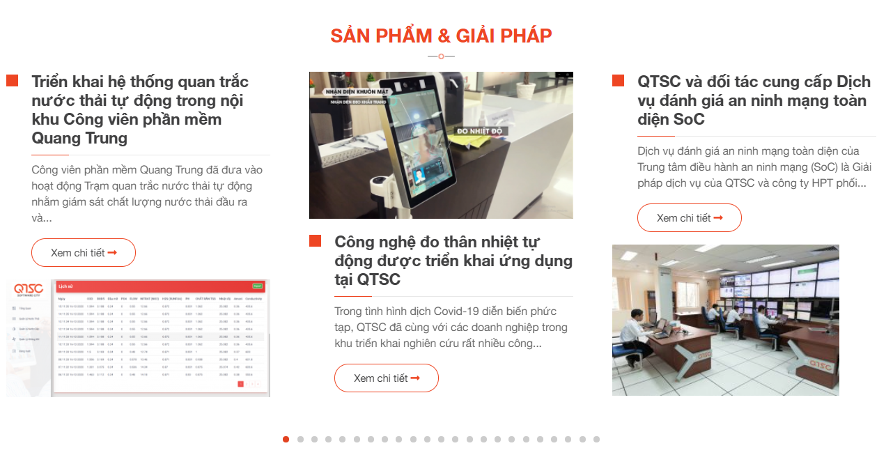 Hình 6,7: Khu vực giới thiệu những sản phẩm/giải pháp/công nghệ mới của QTSC và các doanh nghiệp nội khu bằng văn bản và khu vực trình chiếu video clip
