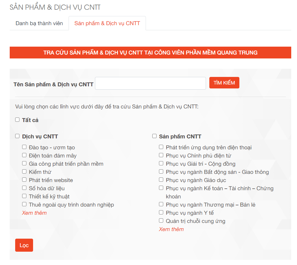 Hình 8: Tra cứu thông tin sản phẩm/dịch vụ CNTT của DN tại QTSC