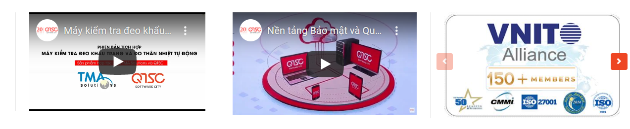 Hình 6,7: Khu vực giới thiệu những sản phẩm/giải pháp/công nghệ mới của QTSC và các doanh nghiệp nội khu bằng văn bản và khu vực trình chiếu video clip