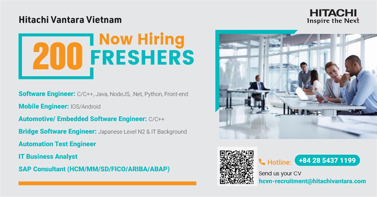 Hitachi Vantara Vietnam is hiring 200 Freshers