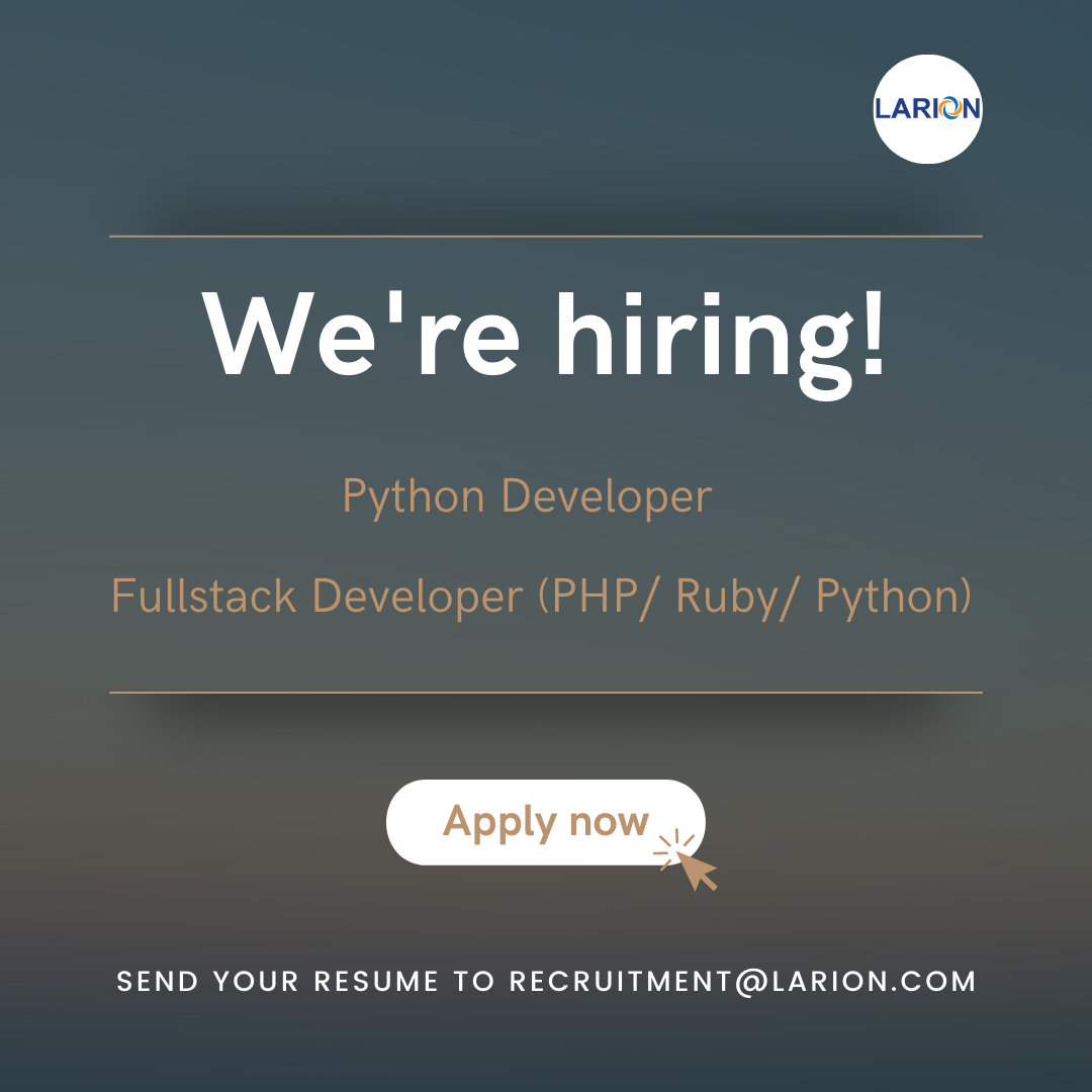 LARION is hiring: Python Developer / Fullstack Developer