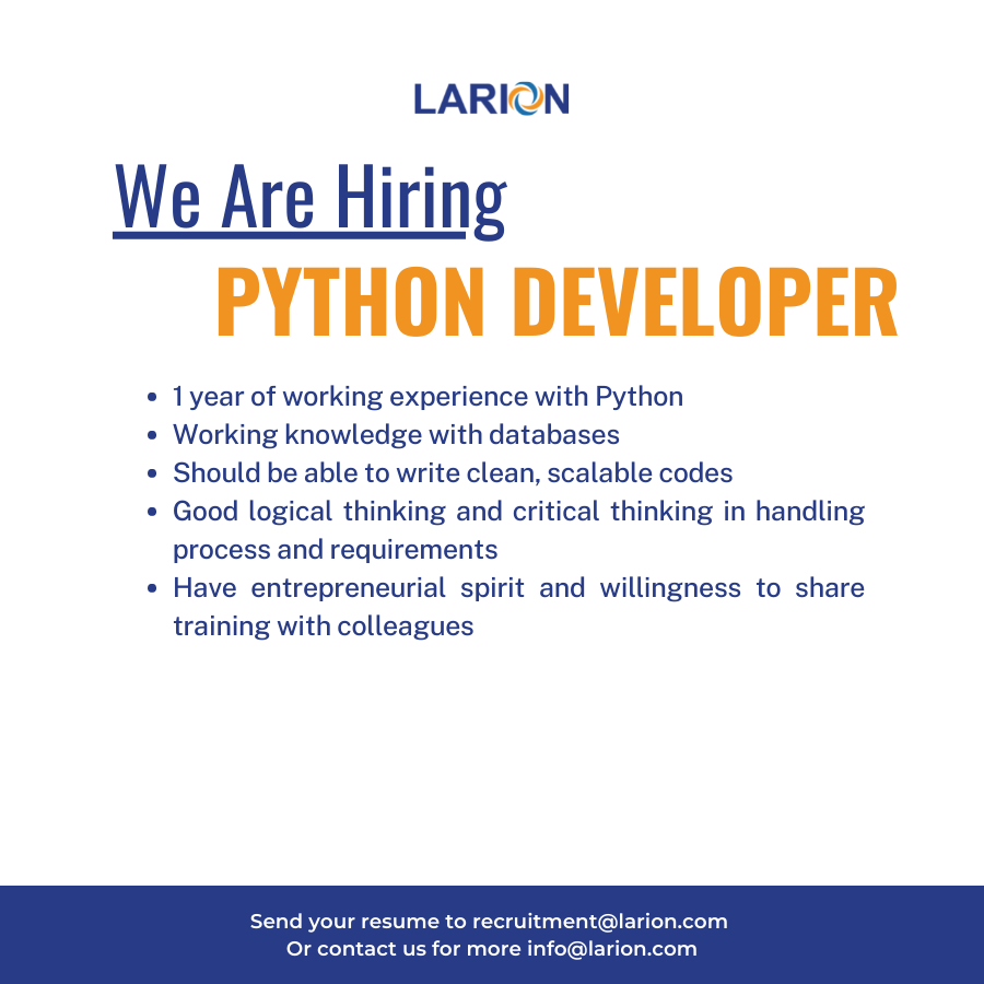 LARION tuyển dụng vị trí Python Developer