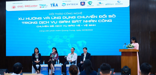 On August 26, QTSC, DXCenter cooperated with TMA Innovation and Thien Kim An Import Export Co., Ltd. to organize the technology seminar "Digital transformation trends and application in personnel monitoring services"