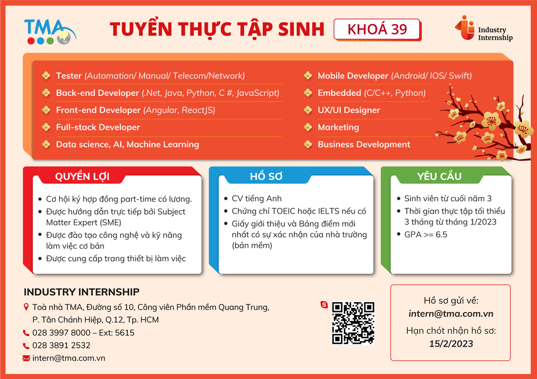 TMA tuyển thực tập sinh Khóa 39