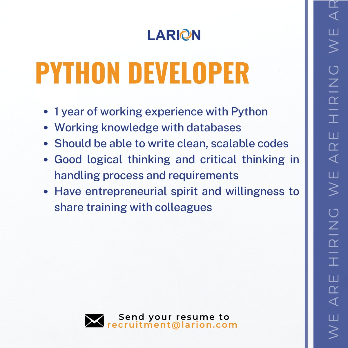 Larion tuyển dụng vị trí Python Developer