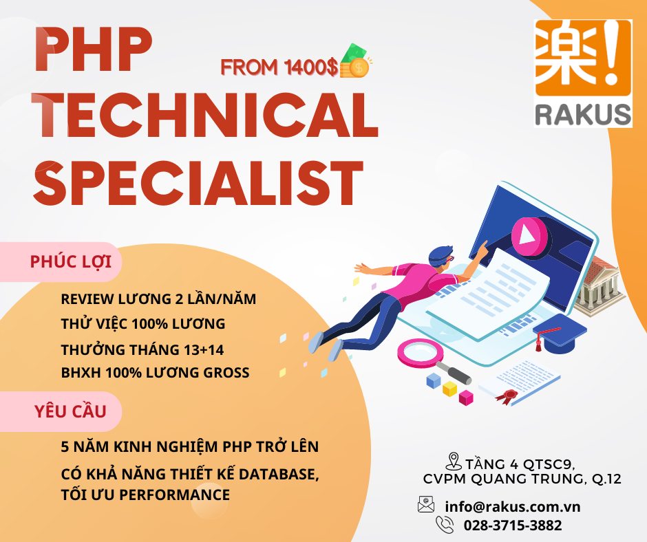 Rakus Vietnam tuyển vị trí PHP Technical Specialist 