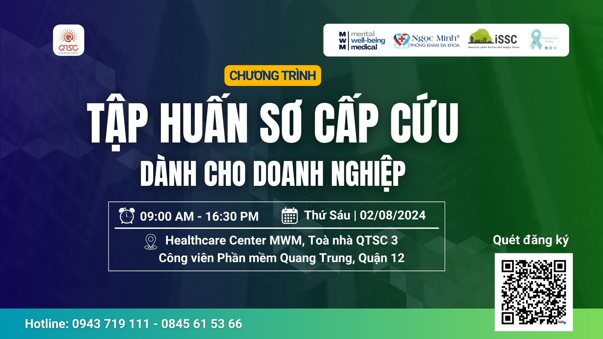 Health Care Center mời tham gia chương trình "Tập huấn Sơ cấp cứu dành cho Doanh nghiệp" tại QTSC