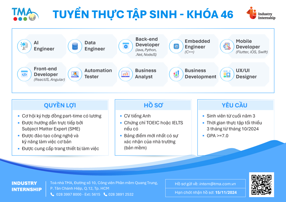 TMA tuyển Thực tập sinh khóa 46