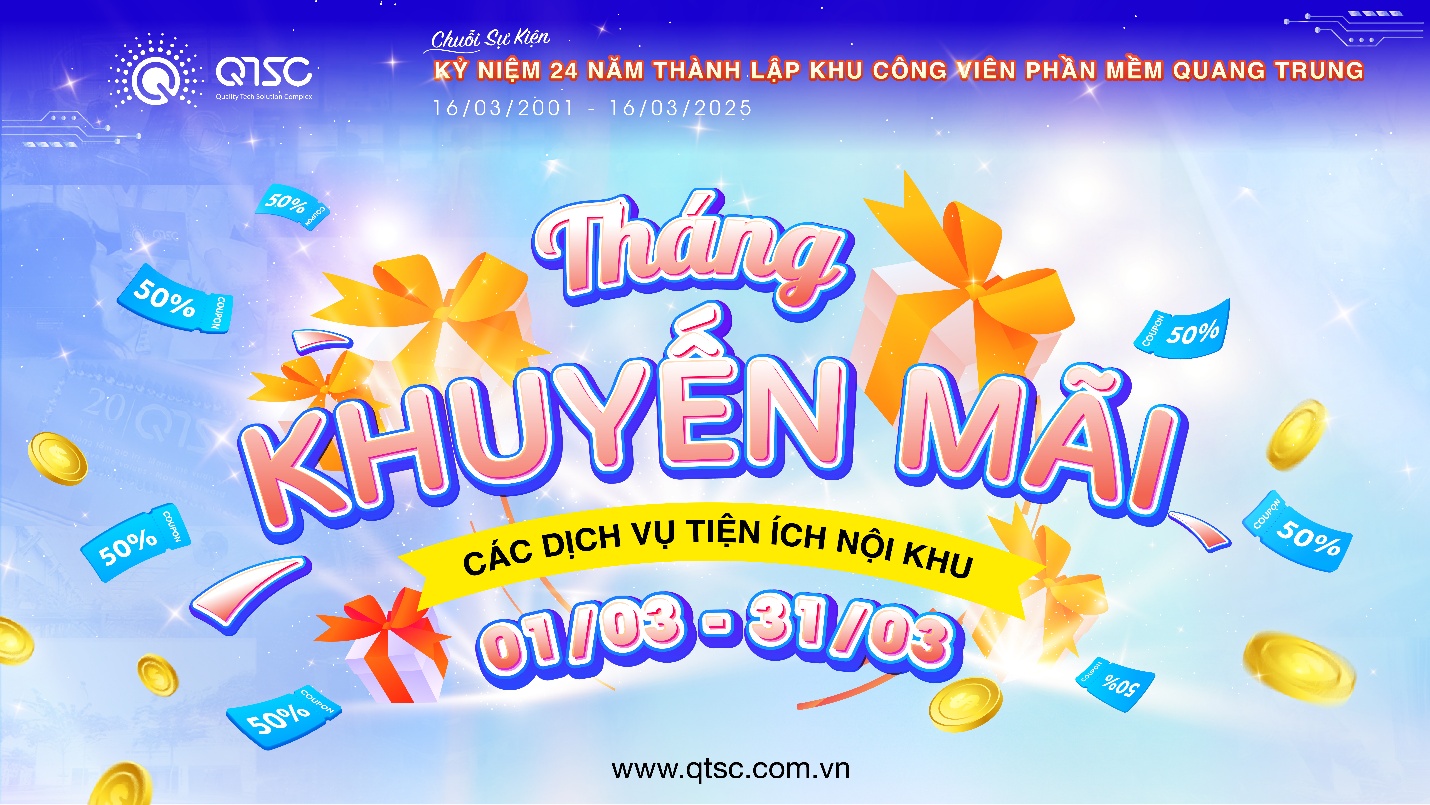 Tháng khuyến mãi các dịch vụ tiện ích nội khu QTSC (01/03/2025 – 31/03/2025)